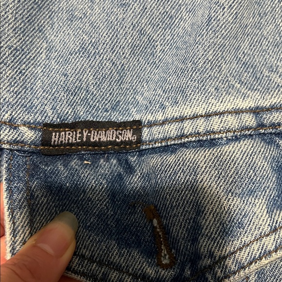 Harley-Davidson Blue Denim Vest with Bold Patches Vintage - Picture 12 of 13